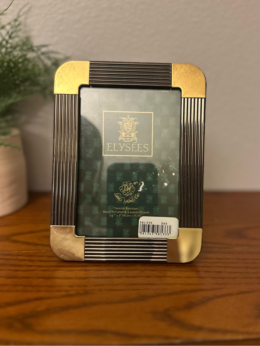 Vintage Elysées Brass & Wood 3x5 Picture Frame